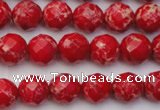 CDE2120 15.5 inches 6mm faceted round dyed sea sediment jasper beads