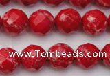 CDE2123 15.5 inches 12mm faceted round dyed sea sediment jasper beads