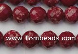 CDE2133 15.5 inches 12mm faceted round dyed sea sediment jasper beads