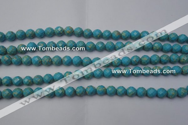 CDE2151 15.5 inches 8mm faceted round dyed sea sediment jasper beads