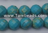 CDE2155 15.5 inches 16mm faceted round dyed sea sediment jasper beads