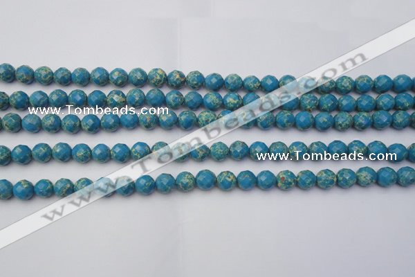 CDE2160 15.5 inches 6mm faceted round dyed sea sediment jasper beads