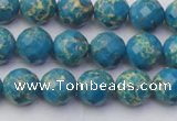 CDE2161 15.5 inches 8mm faceted round dyed sea sediment jasper beads