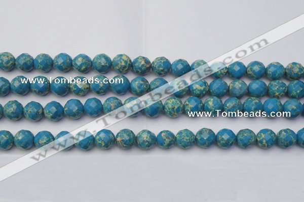 CDE2163 15.5 inches 12mm faceted round dyed sea sediment jasper beads