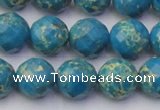 CDE2164 15.5 inches 14mm faceted round dyed sea sediment jasper beads