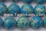 CDE2166 15.5 inches 18mm faceted round dyed sea sediment jasper beads