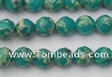 CDE2170 15.5 inches 6mm faceted round dyed sea sediment jasper beads