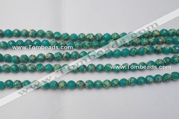 CDE2170 15.5 inches 6mm faceted round dyed sea sediment jasper beads