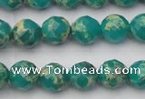 CDE2172 15.5 inches 10mm faceted round dyed sea sediment jasper beads