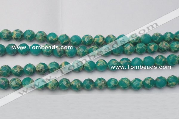 CDE2175 15.5 inches 16mm faceted round dyed sea sediment jasper beads