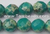 CDE2176 15.5 inches 18mm faceted round dyed sea sediment jasper beads