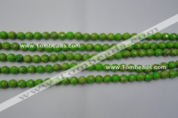 CDE2180 15.5 inches 6mm faceted round dyed sea sediment jasper beads