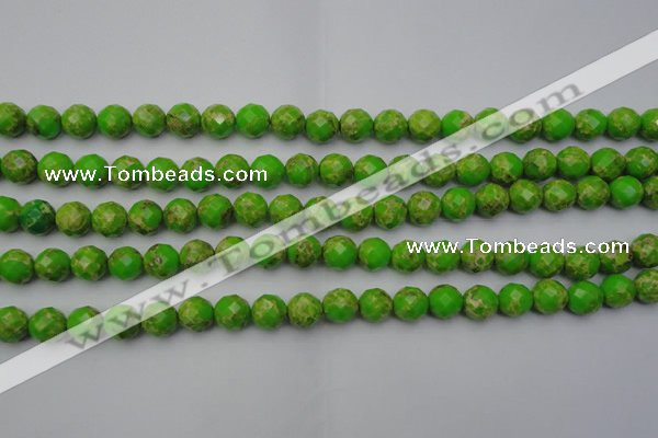 CDE2181 15.5 inches 8mm faceted round dyed sea sediment jasper beads