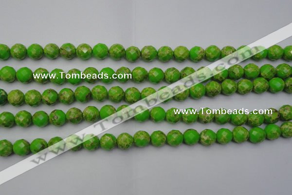 CDE2182 15.5 inches 10mm faceted round dyed sea sediment jasper beads