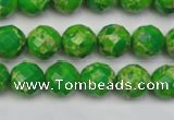 CDE2190 15.5 inches 6mm faceted round dyed sea sediment jasper beads