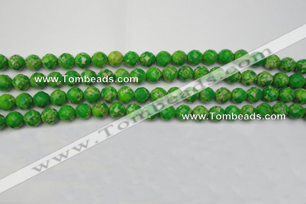 CDE2190 15.5 inches 6mm faceted round dyed sea sediment jasper beads