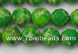 CDE2192 15.5 inches 10mm faceted round dyed sea sediment jasper beads