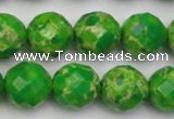 CDE2194 15.5 inches 14mm faceted round dyed sea sediment jasper beads