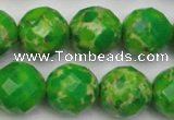 CDE2196 15.5 inches 18mm faceted round dyed sea sediment jasper beads