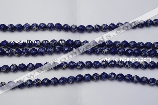 CDE2211 15.5 inches 8mm faceted round dyed sea sediment jasper beads