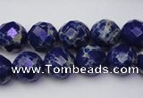 CDE2213 15.5 inches 12mm faceted round dyed sea sediment jasper beads