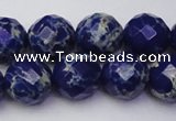 CDE2216 15.5 inches 18mm faceted round dyed sea sediment jasper beads