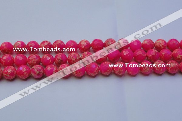 CDE2507 15.5 inches 14mm faceted round dyed sea sediment jasper beads