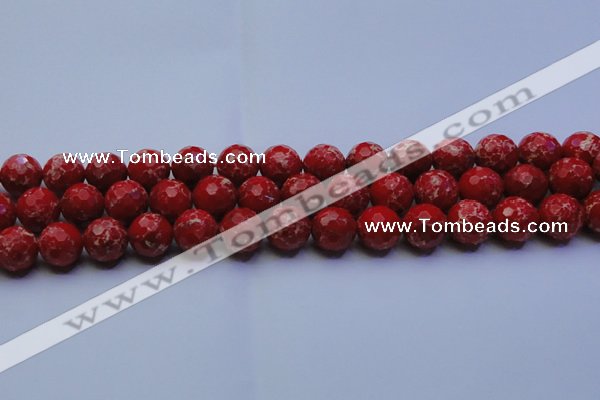 CDE2514 15.5 inches 14mm faceted round dyed sea sediment jasper beads