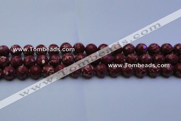 CDE2528 15.5 inches 14mm faceted round dyed sea sediment jasper beads