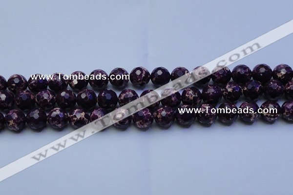 CDE2535 15.5 inches 14mm faceted round dyed sea sediment jasper beads