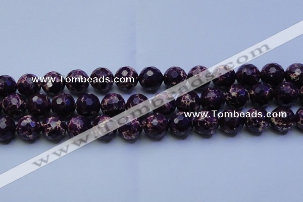 CDE2537 15.5 inches 18mm faceted round dyed sea sediment jasper beads