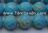 CDE2542 15.5 inches 14mm faceted round dyed sea sediment jasper beads