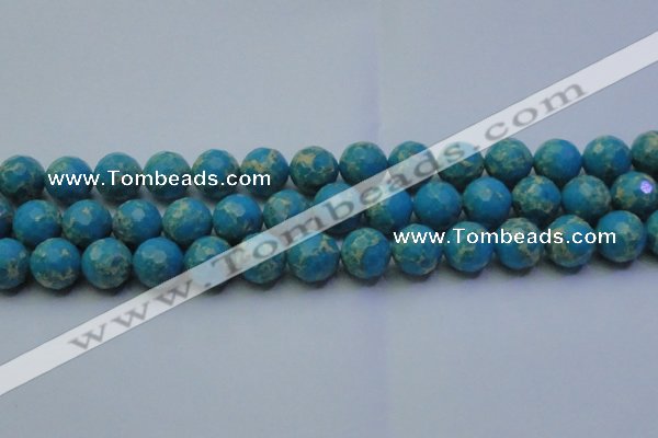 CDE2549 15.5 inches 14mm faceted round dyed sea sediment jasper beads