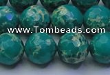 CDE2564 15.5 inches 14mm faceted round dyed sea sediment jasper beads