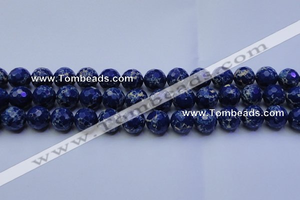 CDE2579 15.5 inches 14mm faceted round dyed sea sediment jasper beads