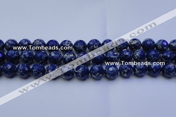 CDE2580 15.5 inches 16mm faceted round dyed sea sediment jasper beads