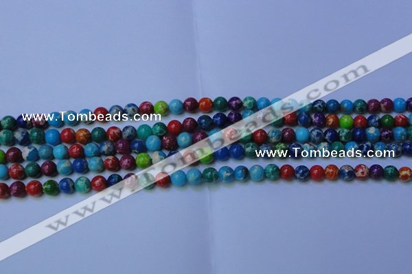 CDE2688 15.5 inches 4mm round mixed color sea sediment jasper beads