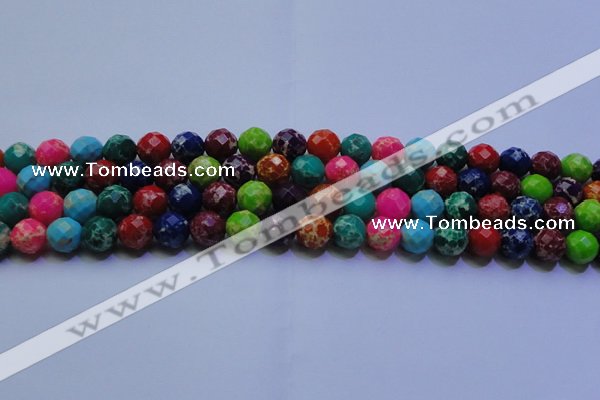 CDE2697 10mm faceted round mixed color sea sediment jasper beads