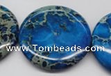 CDE310 15.5 inches 40mm flat round dyed sea sediment jasper beads