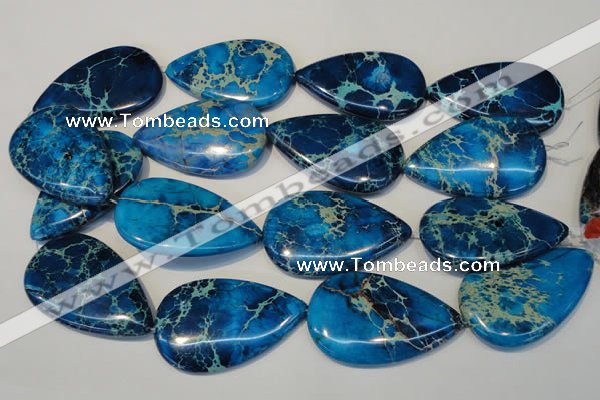 CDE328 15.5 inches 30*50mm flat teardrop dyed sea sediment jasper beads