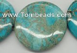 CDE353 15.5 inches 45mm flat round dyed sea sediment jasper beads