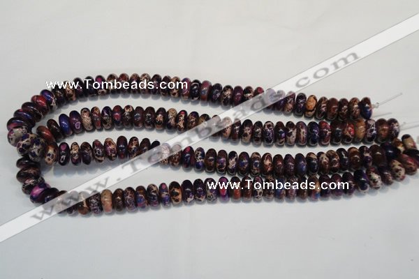 CDE372 15.5 inches 6*12mm rondelle dyed sea sediment jasper beads