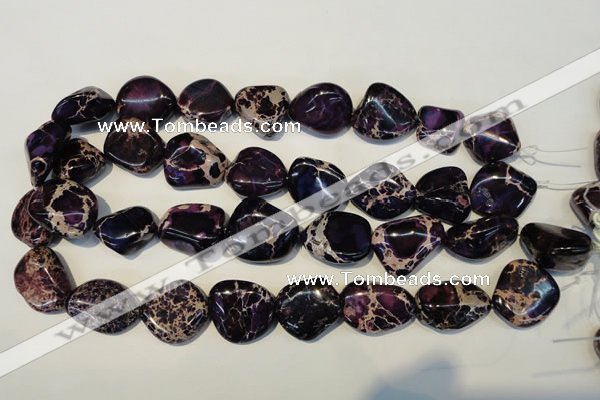 CDE394 15.5 inches 20*25mm nugget dyed sea sediment jasper beads