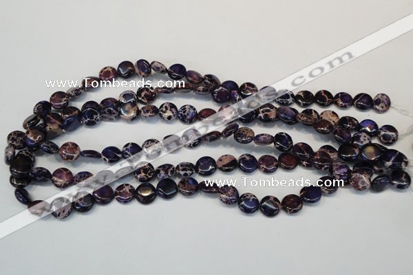 CDE397 15.5 inches 10mm flat round dyed sea sediment jasper beads