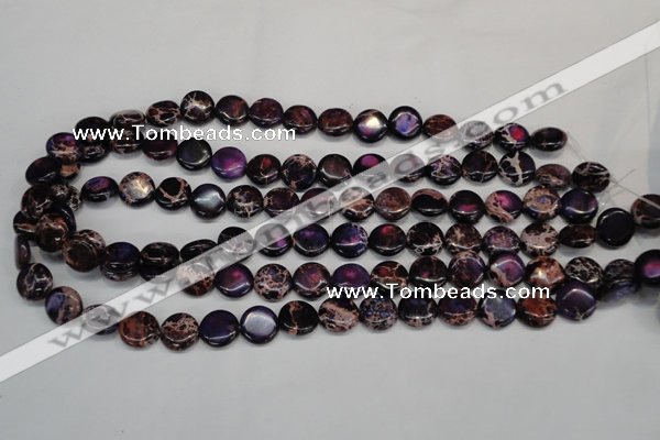 CDE398 15.5 inches 12mm flat round dyed sea sediment jasper beads