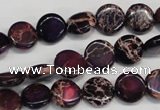 CDE405 15.5 inches 10mm flat round dyed sea sediment jasper beads