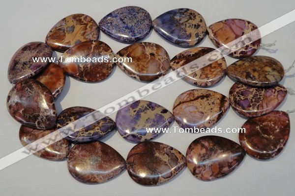 CDE461 15.5 inches 30*40mm flat teardrop dyed sea sediment jasper beads