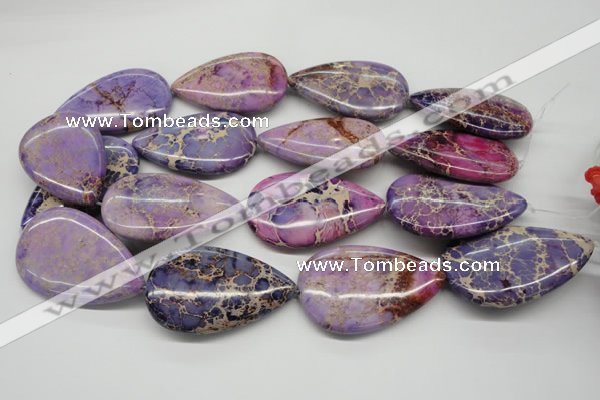 CDE463 15.5 inches 30*50mm flat teardrop dyed sea sediment jasper beads