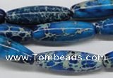 CDE48 15.5 inches 10*30mm rice dyed sea sediment jasper beads