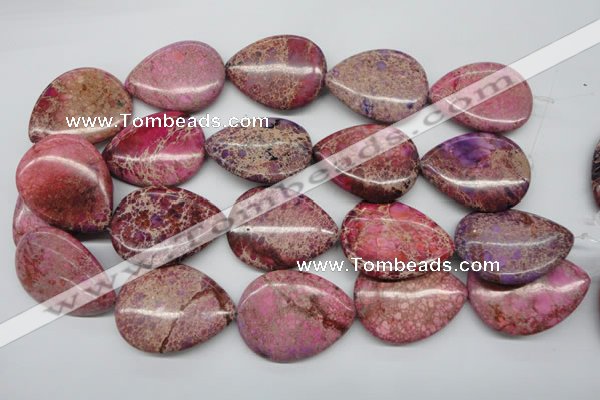 CDE480 15.5 inches 30*40mm flat teardrop dyed sea sediment jasper beads